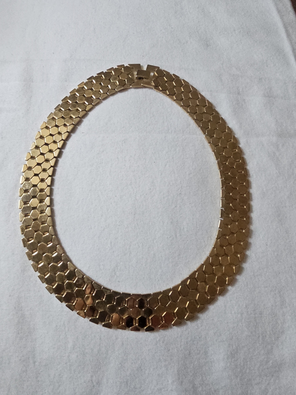 Gold Honeycomb Collar Necklace - Women Jewelry
